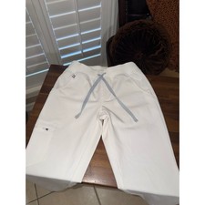 FIGS Technical Collection White Scrub Jogger Pants XXS Medical Cargo Drawstring