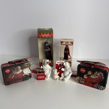 Coca Cola Christmas Ornaments Lot of 6 Polar Bears, Santa Boxes & Coke Bottles
