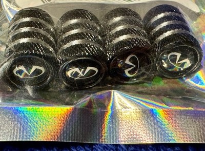 INFINITI Black/Silver Metal Car Wheel Tire Valve Stem Cover Caps. Auto.