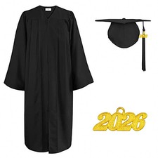 Unisex Matte Graduation Cap Gown Tassel Set 2026 Year Charm High School