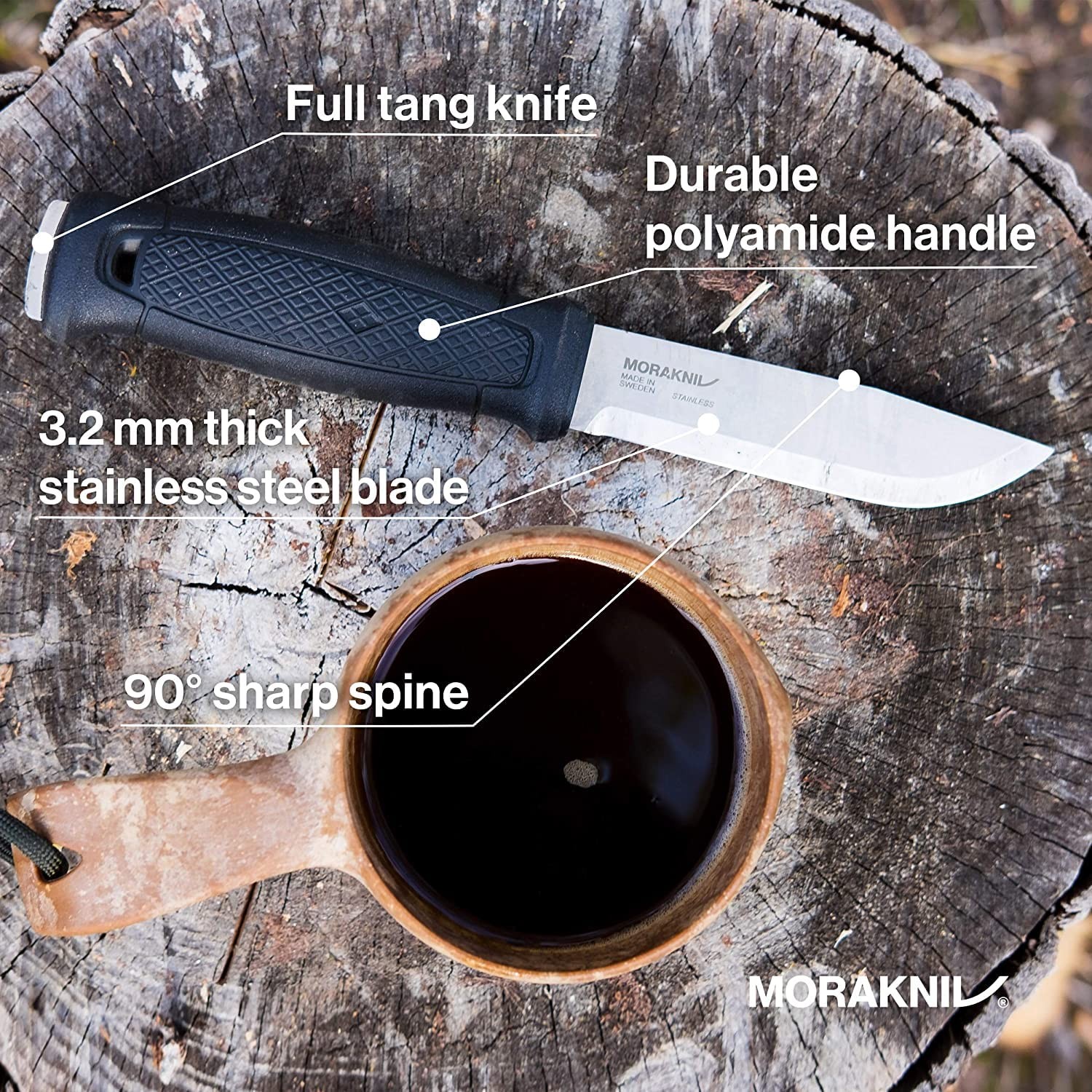 Morakniv Garberg Stainless Steel Full-Tang Fixed-Blade Survival Knife 4.3" w/ Sh