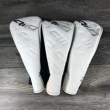 TaylorMade Qi10 3 Fairway Wood Headcovers White Vinyl Golf Club Cover Set ID Tag