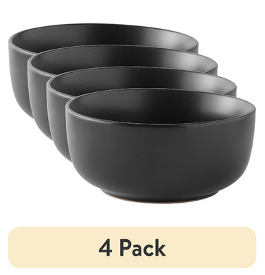 (4 pack) Mainstays Alessandra Matte Black Stoneware Dinner Bowl