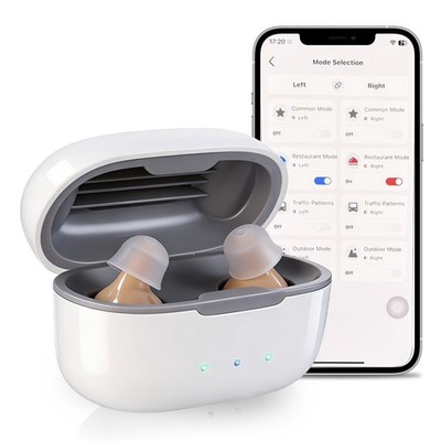 Rechargeable Hearing Aids For Senior Bluetooth Phone App Enabled HearingTest OTC
