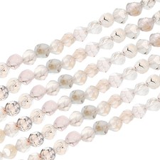Faceted Polygon Stone, 6 6 mm Natural Faceted Diamond Round Stone, Gray White