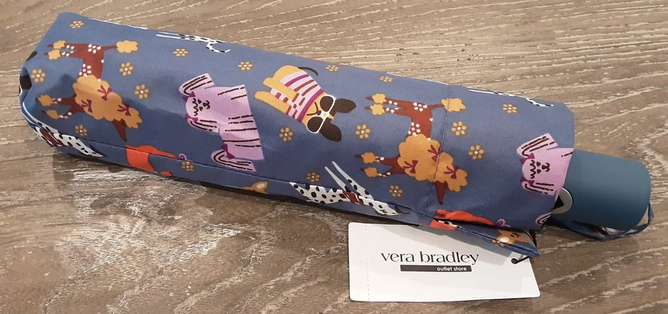Nuevo con etiquetas Vera Bradley Paraguas Cierre Automático Corteza Parque Azul con Varios Perros Precio de venta sugerido por el fabricante $45 Foto 4 de 4