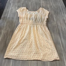 WOMENS J CREW CAP SLEEVE LINED PALE YELLOW WITH RED DOTS DRESS SIZE SMALL 34”L