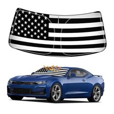 Winshield Sun Shade with USA Flag for Chevy Camaro 2016-2024, Black USA Flag
