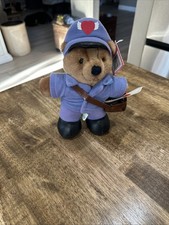 Vtg RARE Dakin Love Messenger Mail Man Pilot Brown Teddy Bear Blue Clothes Hat