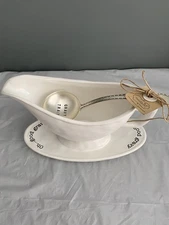 Mud Pie “ Gravy Boat With Spoon  Attached Underplate Oh...good gravy  NEW
