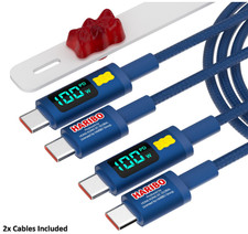  x2 Haribo USB C to C Cable 100W PD Fast Charging 4.9FT with LED Blue