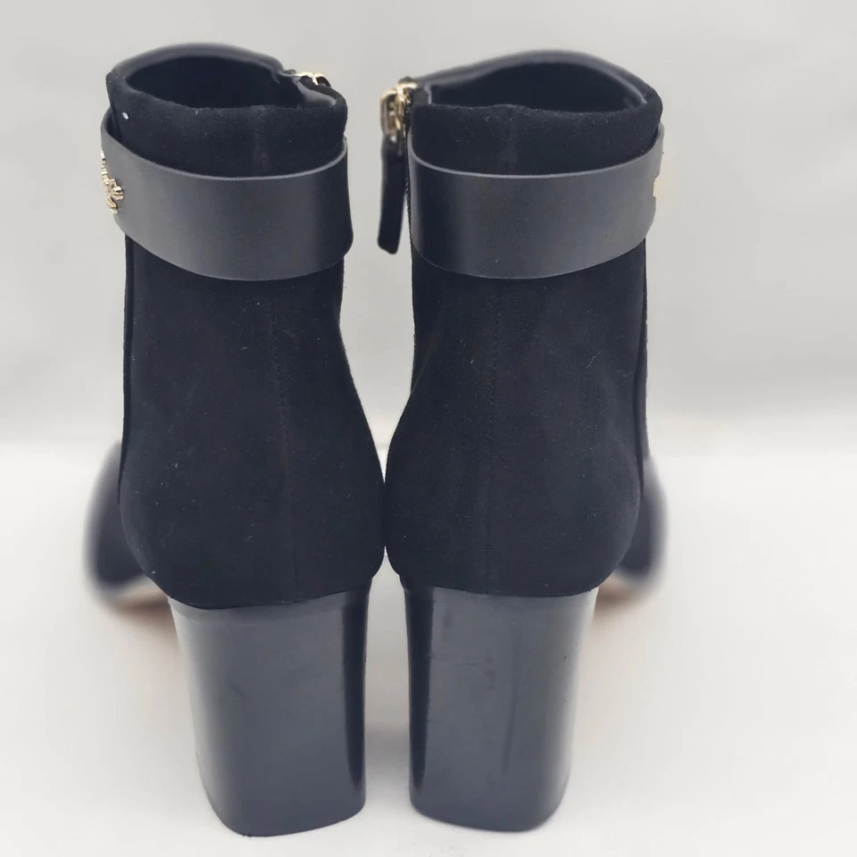 Kate Spade Tobillo MORGAN Perla 10 B Negro Gamuza Cuero Logo Cremallera Lateral Foto 3 de 4