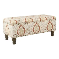 Home Decor | Upholstered Bench with Nailhead Trim | Large Ottoman with Storag...