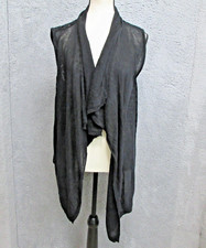 Ruby Rd Vest Womens Large Open Front Sleeveless Knit Linen Blend Boho Layering