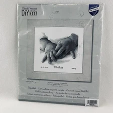 Vervaco Counted Cross Stitch Kit 8X7 Baby Hands Gray & White