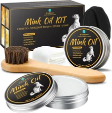 4-In-1 Mink Oil Leather Conditioner and Cleaner 3.52 Oz - Premium Waterproof For