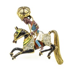 1940s Coro Craft Adolf Katz Sterling Persian Horse Rider Parisol Brooch #M1333-4