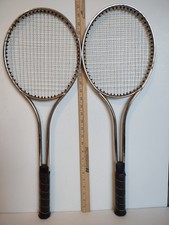 Lot Of 2 Vintage Aluminum Metal Tennis Rackets 4 3/8" L With Leather Grip