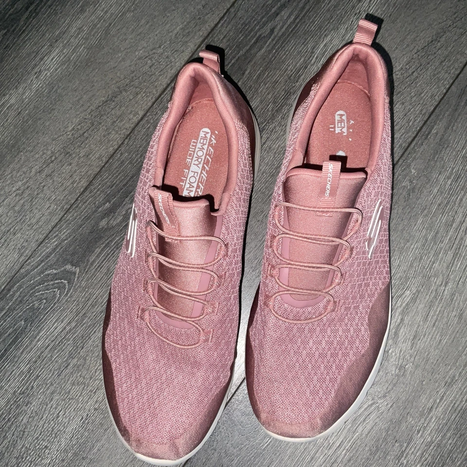 Mujer Skechers Espuma con Memoria Ajuste Ancho Talla 10 Rosa/Blanco Foto 3 de 4