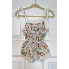 Vintage Lily Kids Girls Floral Sunsuit Romper One Piece Outfit Size 9 mos