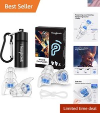 High Fidelity Concert Ear Plugs - Reusable Noise Reduction Comfort 2-Pack