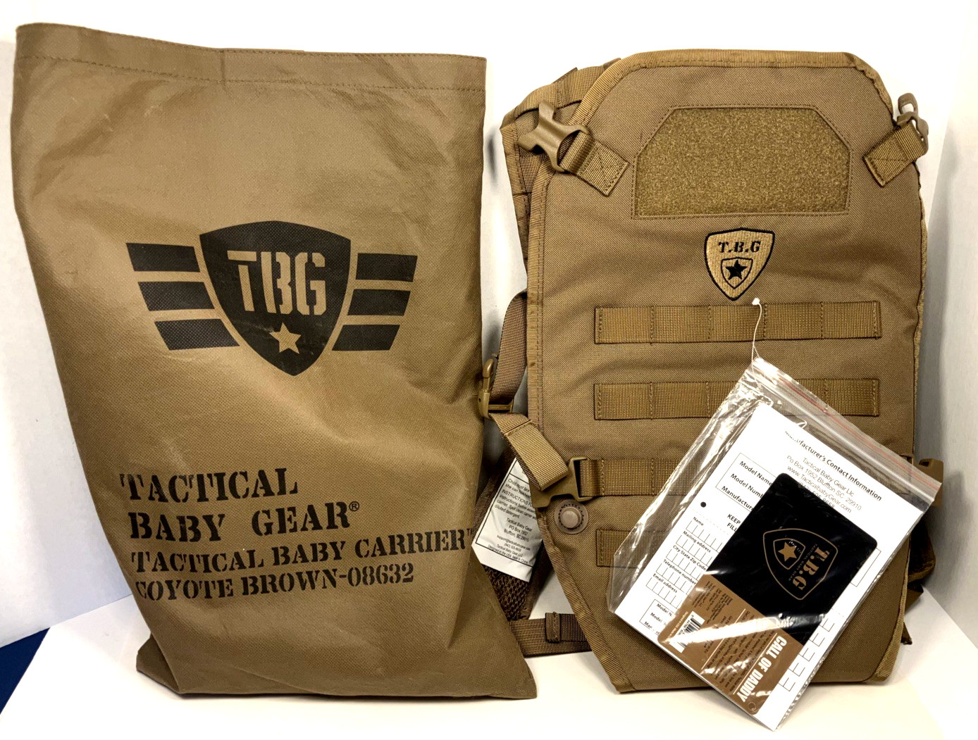 Tactical Baby Gear LOT Carrier, Mat, Bags + Mod Panels, Coyote Brown Camo-BNWT