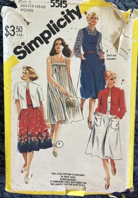 Simplicity 5515 Pullover Sundresses & Unlined Jacket Sz 40-46 NO Instructions UC