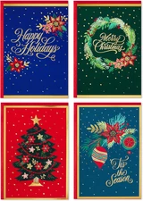 Boxed Christmas Cards Assortment, Festive Foil (40 Cards and Envelopes)