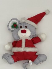Vtg Fisher Price Puffalump Gray Christmas Mouse In Santa Claus Outfit M 