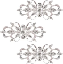 Cloak Clasp Fasteners, 3 Pair 6 * 2.6 CM Cape Clips with Rhinestone Vintage Snap