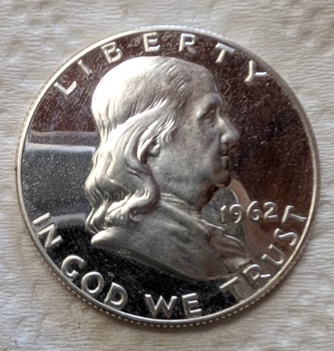 1962 CAMEO PROOF Franklin Half Dollar Gem BU Sharp Strike 90% Silver Coin