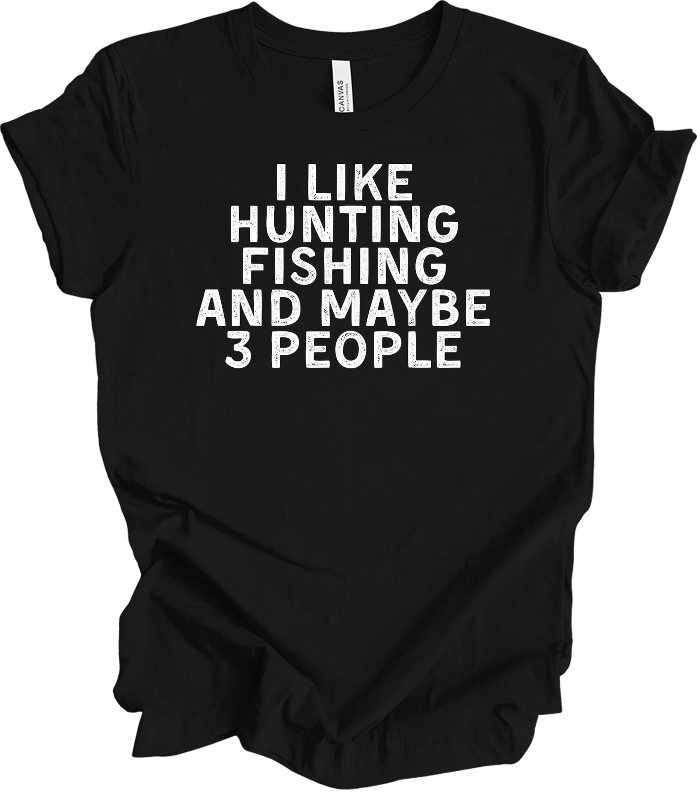 Funny I Like Hunting Fishing 3 People T-Shirt Retro Distressed Outdoor Gift