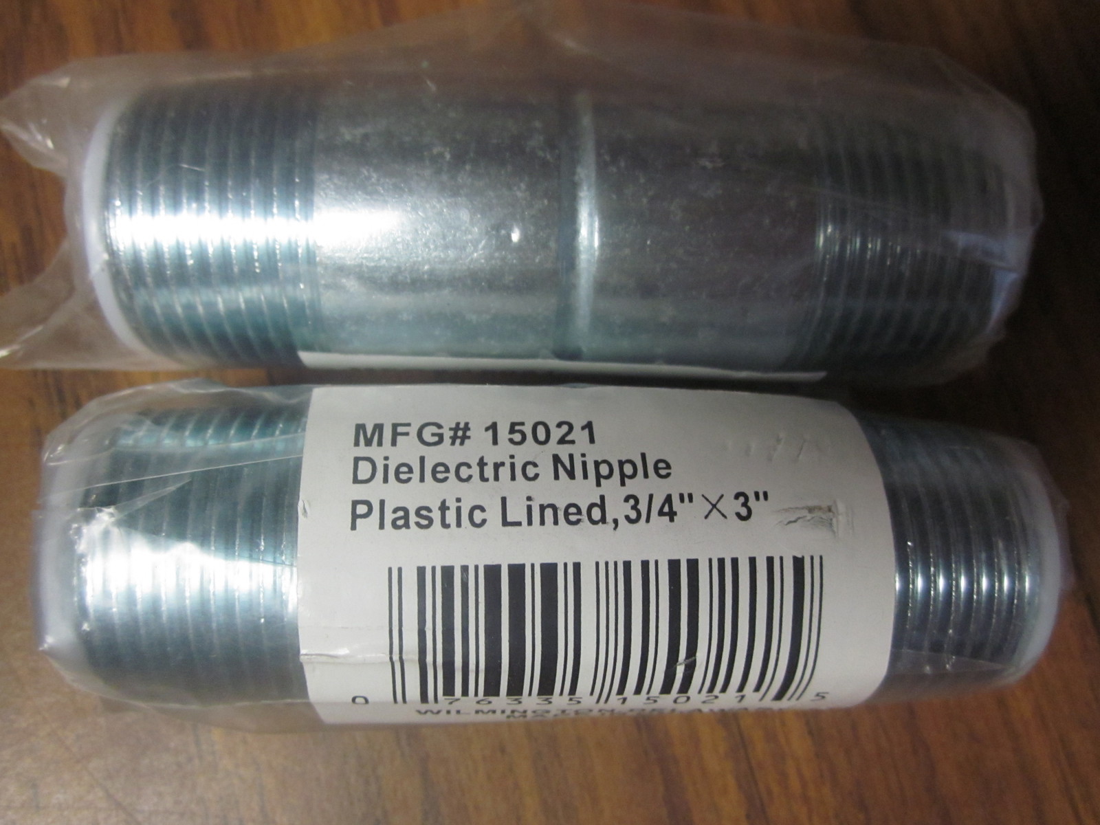 * LOT OF 2 NEW DIELECTRIC WTR HEAT NIPPLES 3/4X3 15021 .......... XT ...