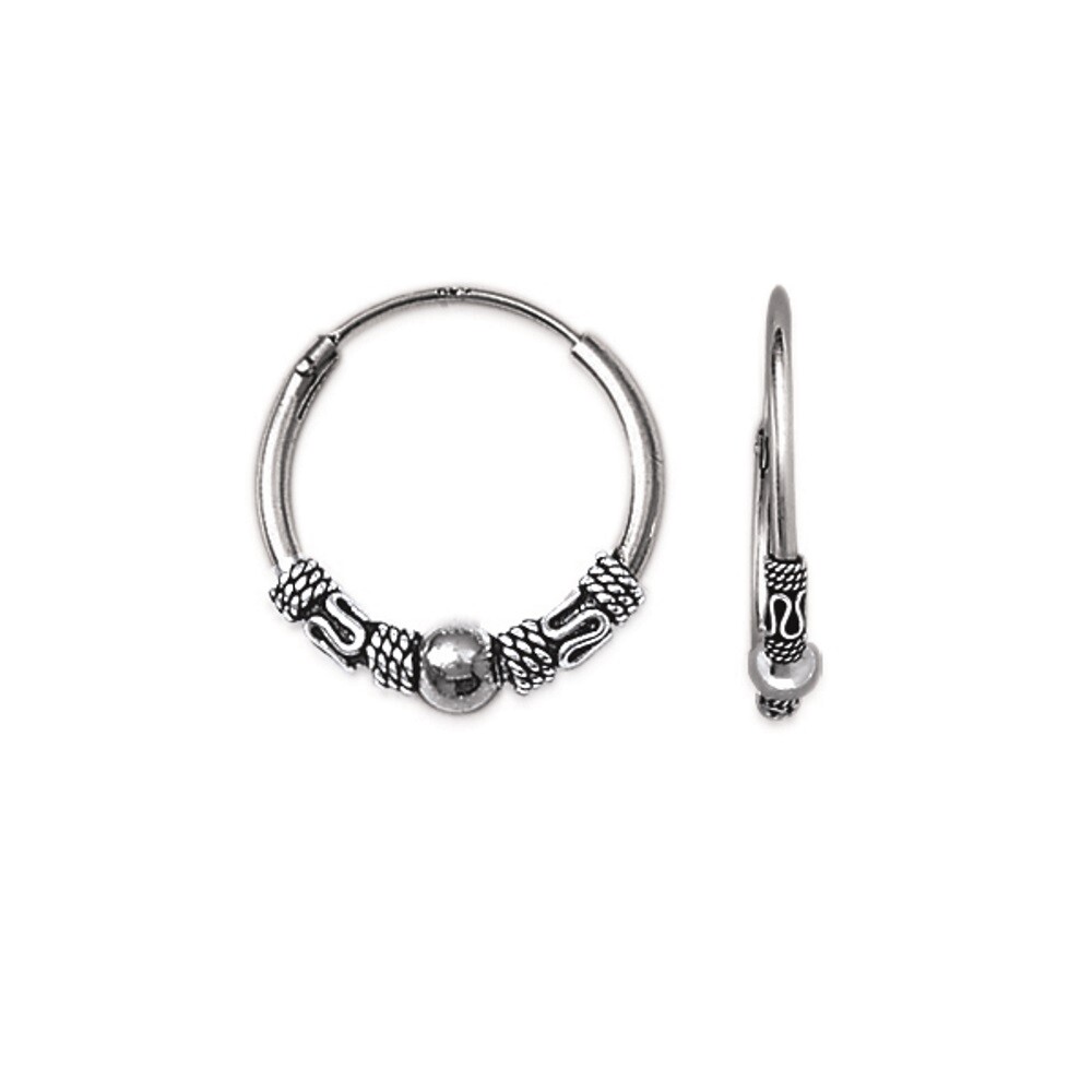 Créoles de Bali 2cm argent massif 925, cadeau mixte idéal avec pochette écrin
