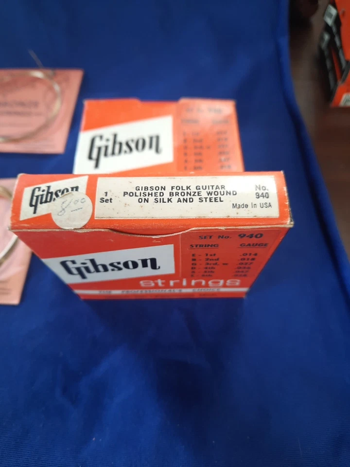 Gibson 940 民谣青铜丝绸和钢吉他弦套装 60 年代 NOS Kalamazoo,Mi  — 第 4/4 张图片