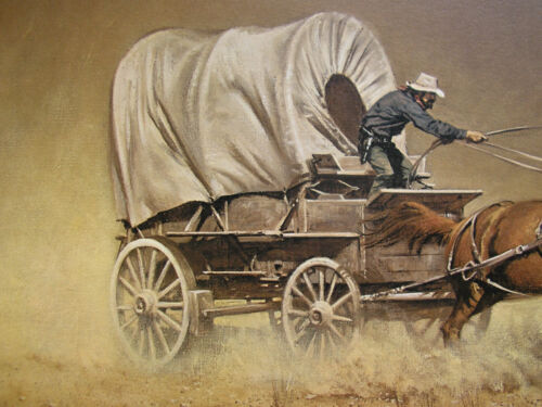 Lithograph Proof: Race with the Hostiles signed by Frank McCarthy #7 of 35, COA - Picture 2 of 9