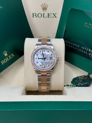 Rolex Datejust 31 NEW 2024 Mother of Pearl Diamond Dial 278381RBR Oyster Band
