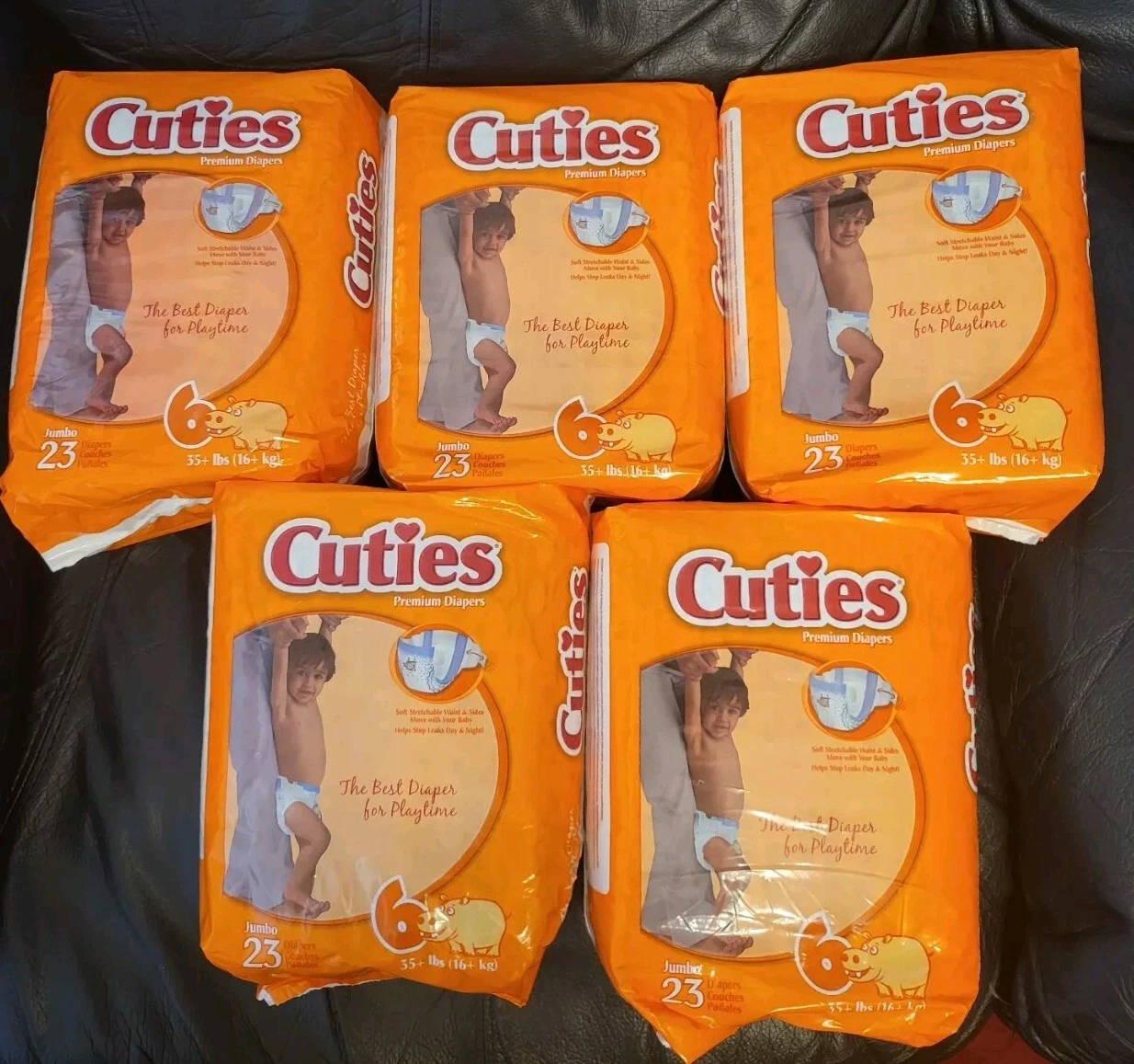 115 Count Cuties Premium Baby Diapers, Size 6 (35+ lbs), 5 Pack