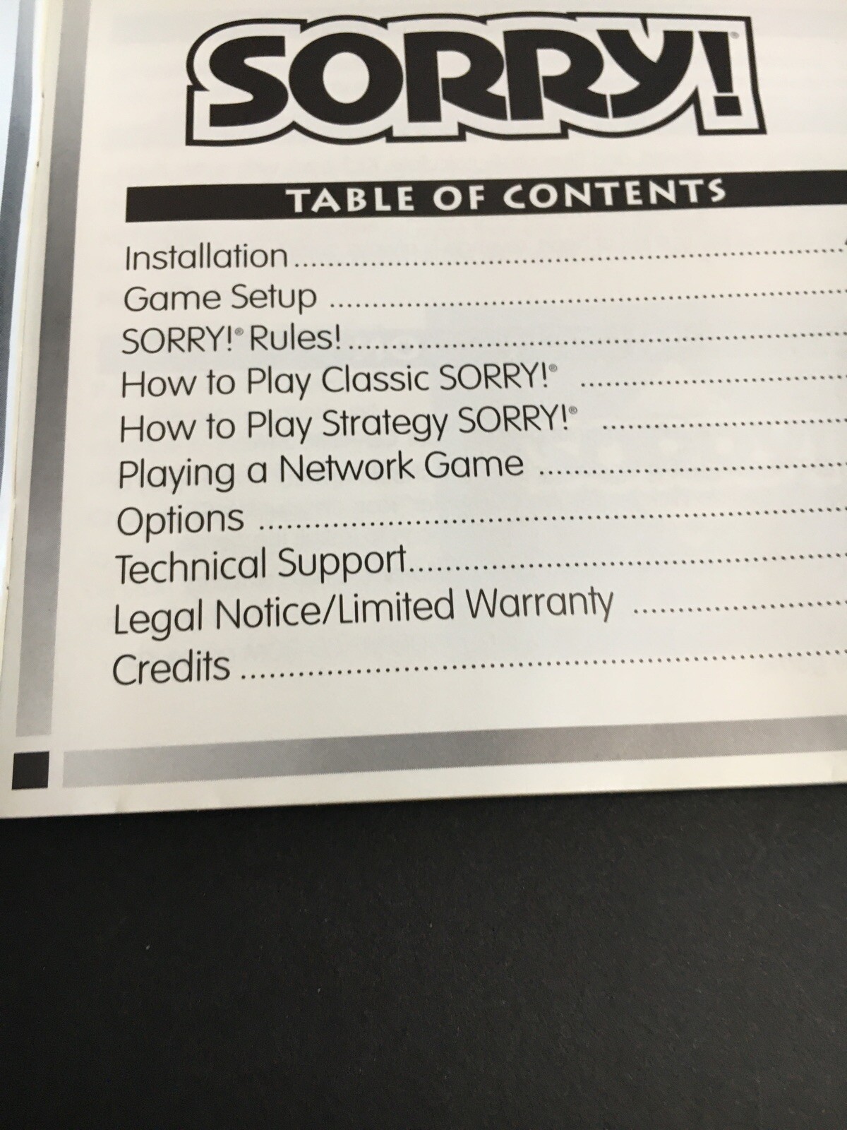 Sorry Hasbro PC Game 1998 W/ Instruction Manual 76930996645 eBay