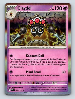Stage 1 Claydol HP 120 Kaboom Doll Mind Bend Rarity Pink Psychic