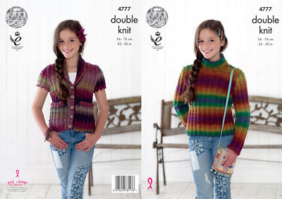 Mädchen Ripp Pullover & Weste Doppelstrickmuster King Cole Riot DK 4777