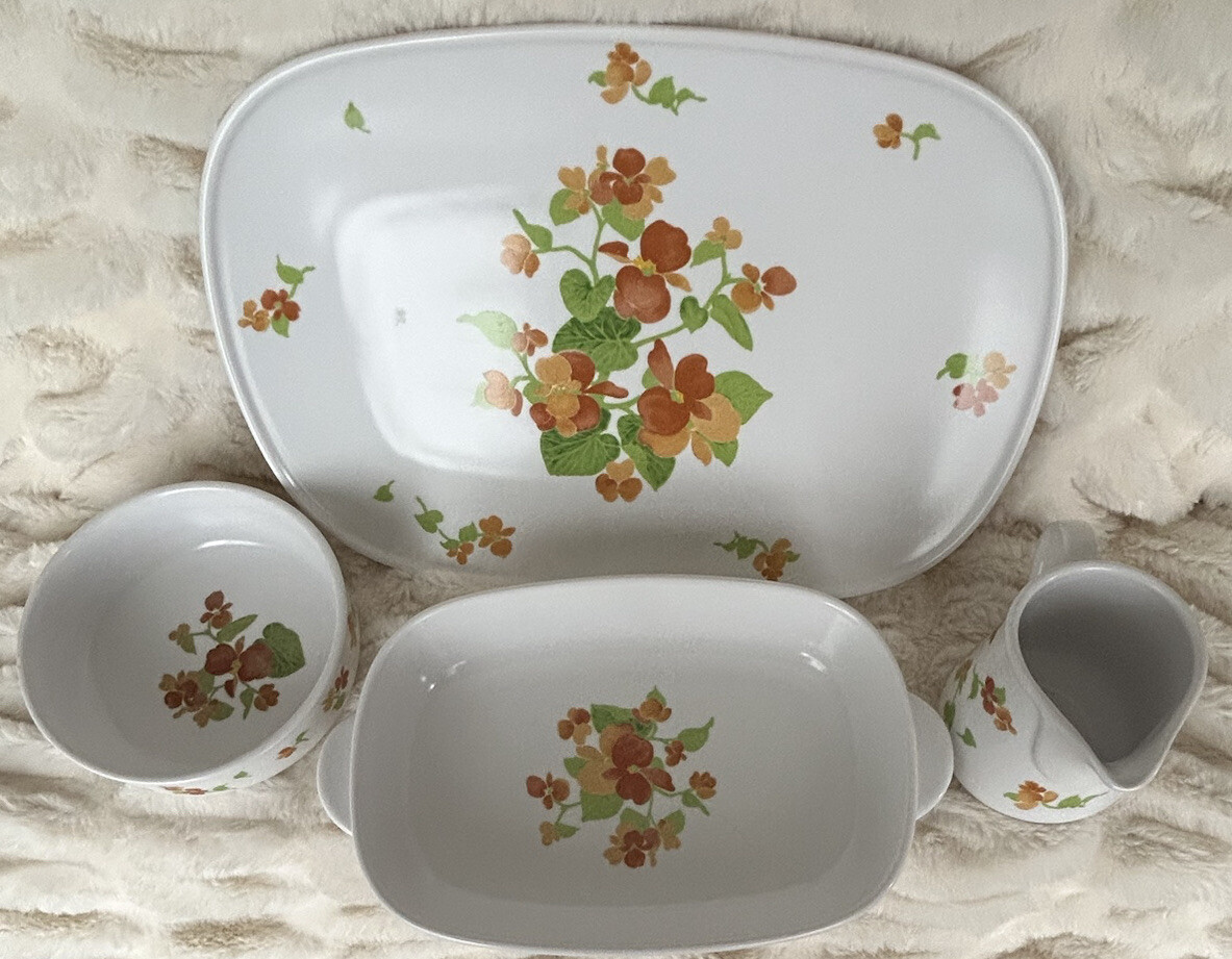 Noritake Progression Happy Days Vintage 4 Piece Serveware Set EUC