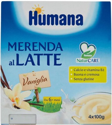 Humana Merenda al Latte Gusto Vaniglia confezione da 4X100gr