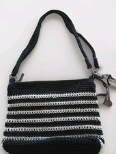 The Sak Black/Beige Purse Charm,  Adjustable Strap Perfect Size 10"X8" Nice 