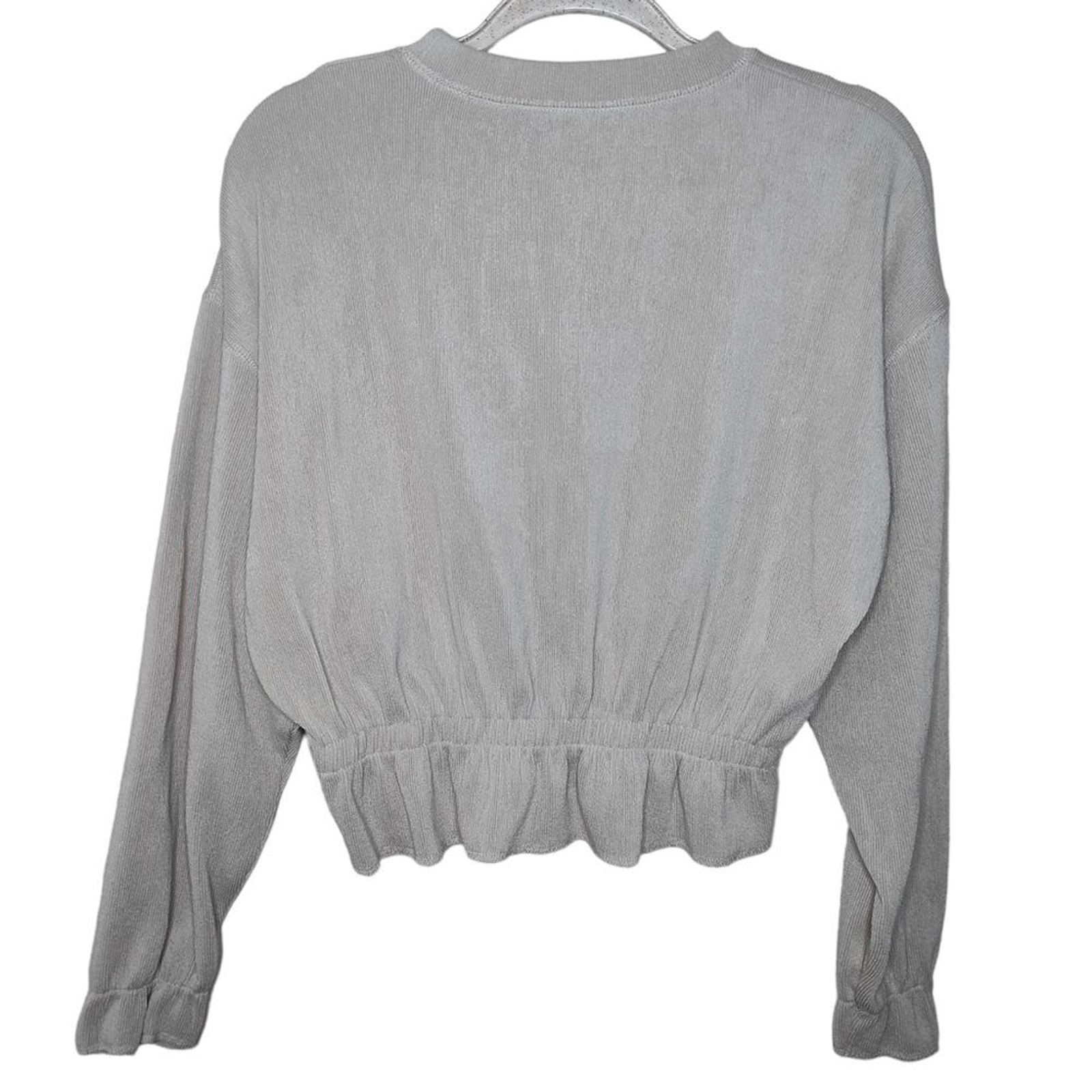 Zara Basic Size S Solid Beige Ribbed Peplum Long … - image 4