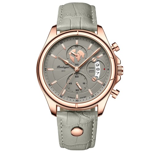 Men Watch Fashion Chronograph Leather Quartz Watches Waterproof Men's Wristwatch - Picture 2 of 13