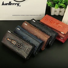 Womens Crocodile Leather Wallet Clutch Credit Card Holder Cell Phone Bag Handbag
