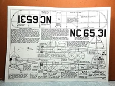 HEATH MIDWING BALSA FREE FLIGHT MODEL AIRPLANE PLANS 14" WINGSPAN