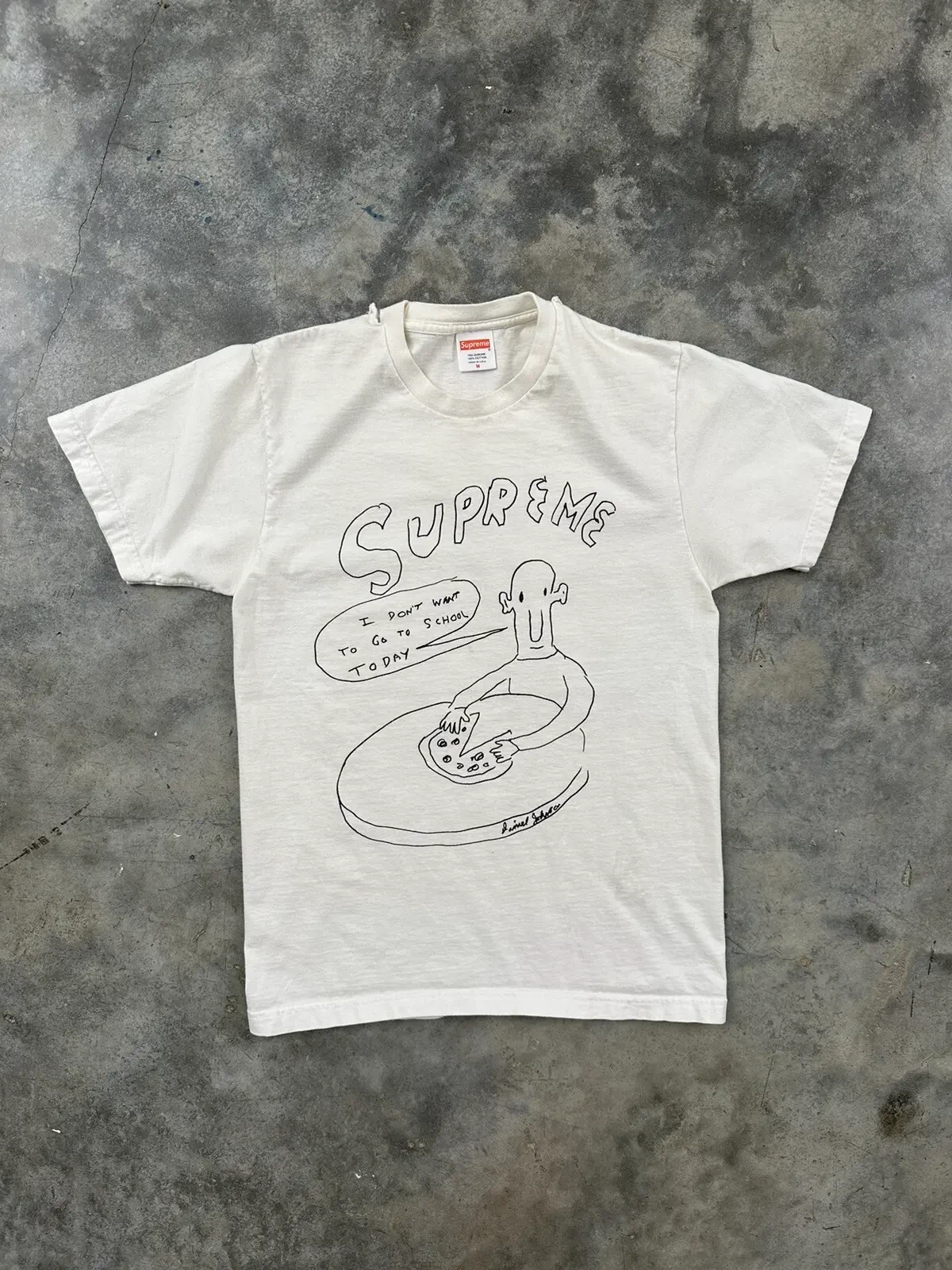Supreme X Daniel Johnston « Je ne veux pas aller à l'école aujourd'hui » blanc moyen