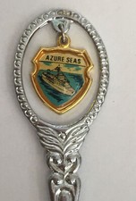 Vintage Souvenir Spoon Collectible Azure Seas Cruise Ship 5&rdquo;